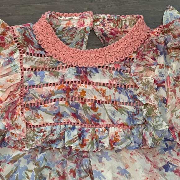 Anthropologie Ranna Gill Pink Floral Belle Blouse Size Small - Picture 7 of 14